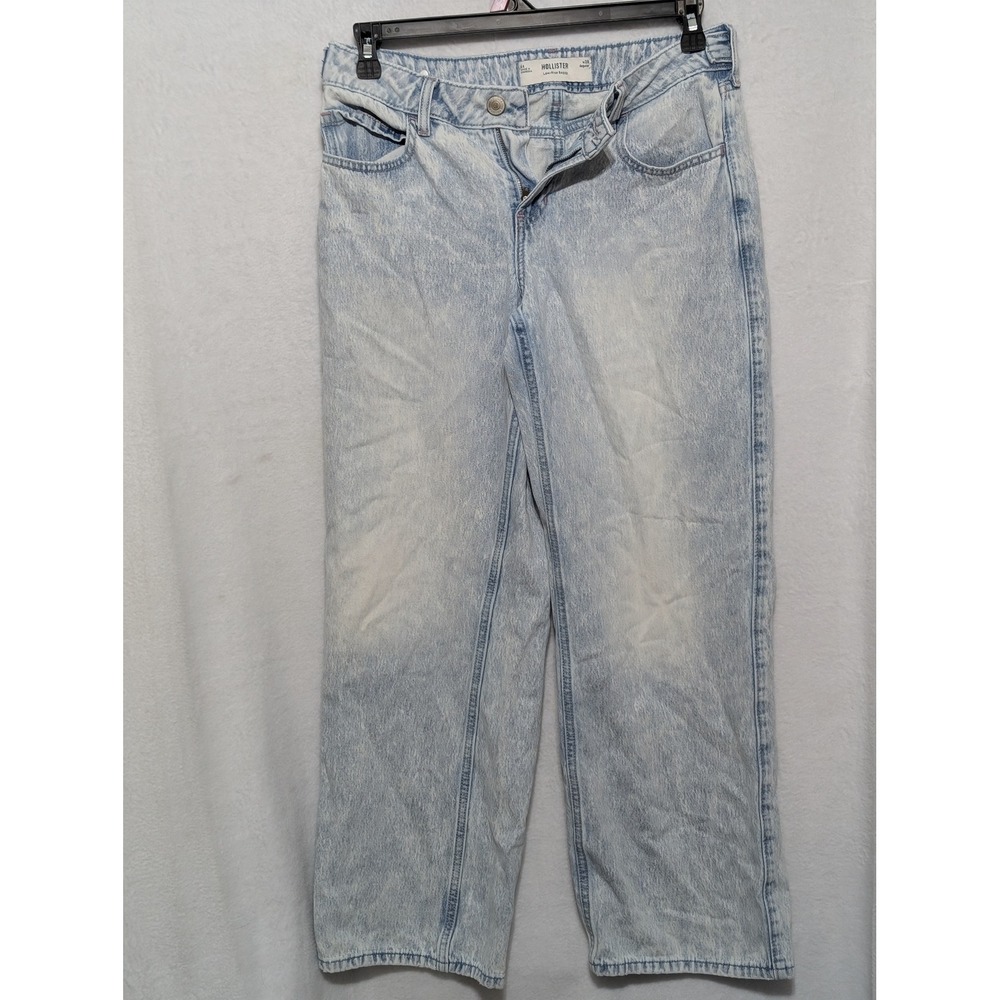 Hollister Low-Rise Baggy Jeans 6R W28 Light Wash Acid Blue Wide Leg Denim